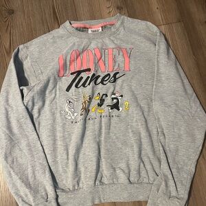 Warner Bros. Looney Tunes Gray and Pink Crewneck Sweater
